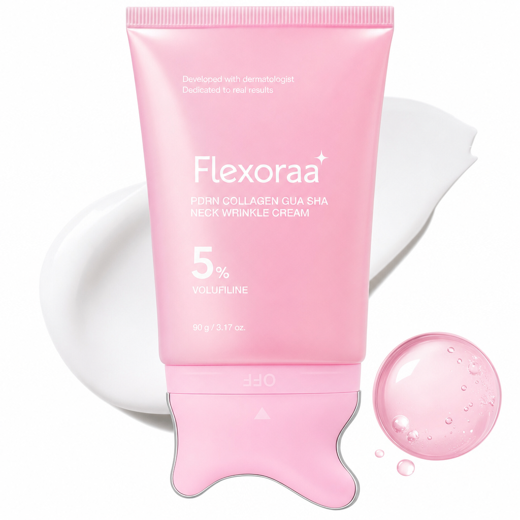 Flexoraa Gua Sha Neck Firming Cream — PDRN + Volufiline 5% | Non-Sticky, Fragrance-Free
