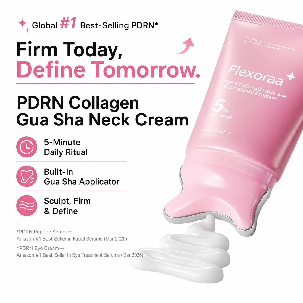 Flexoraa Gua Sha Neck Firming Cream — PDRN + Volufiline 5% | Non-Sticky, Fragrance-Free