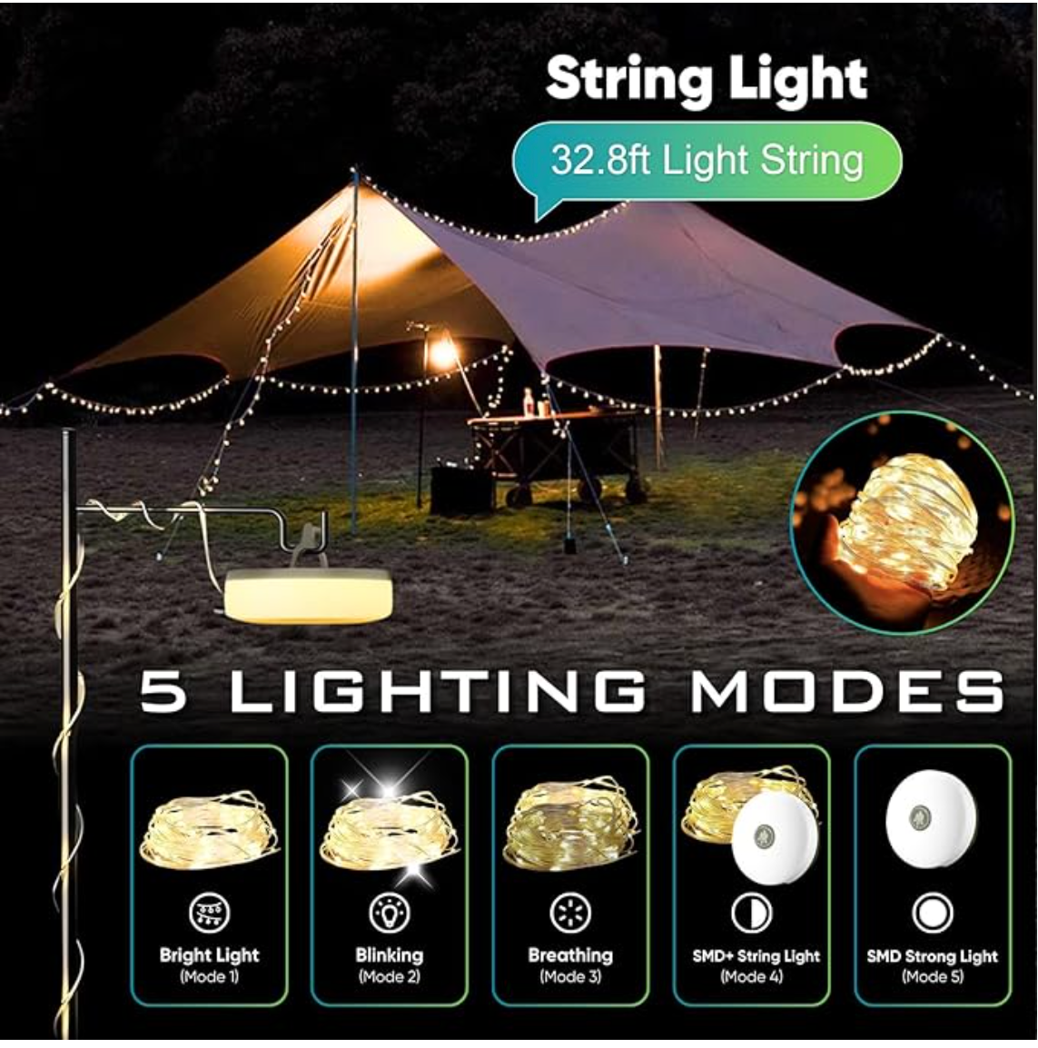 Portable LED Camping Lamp with Adjustable Brightness Modes