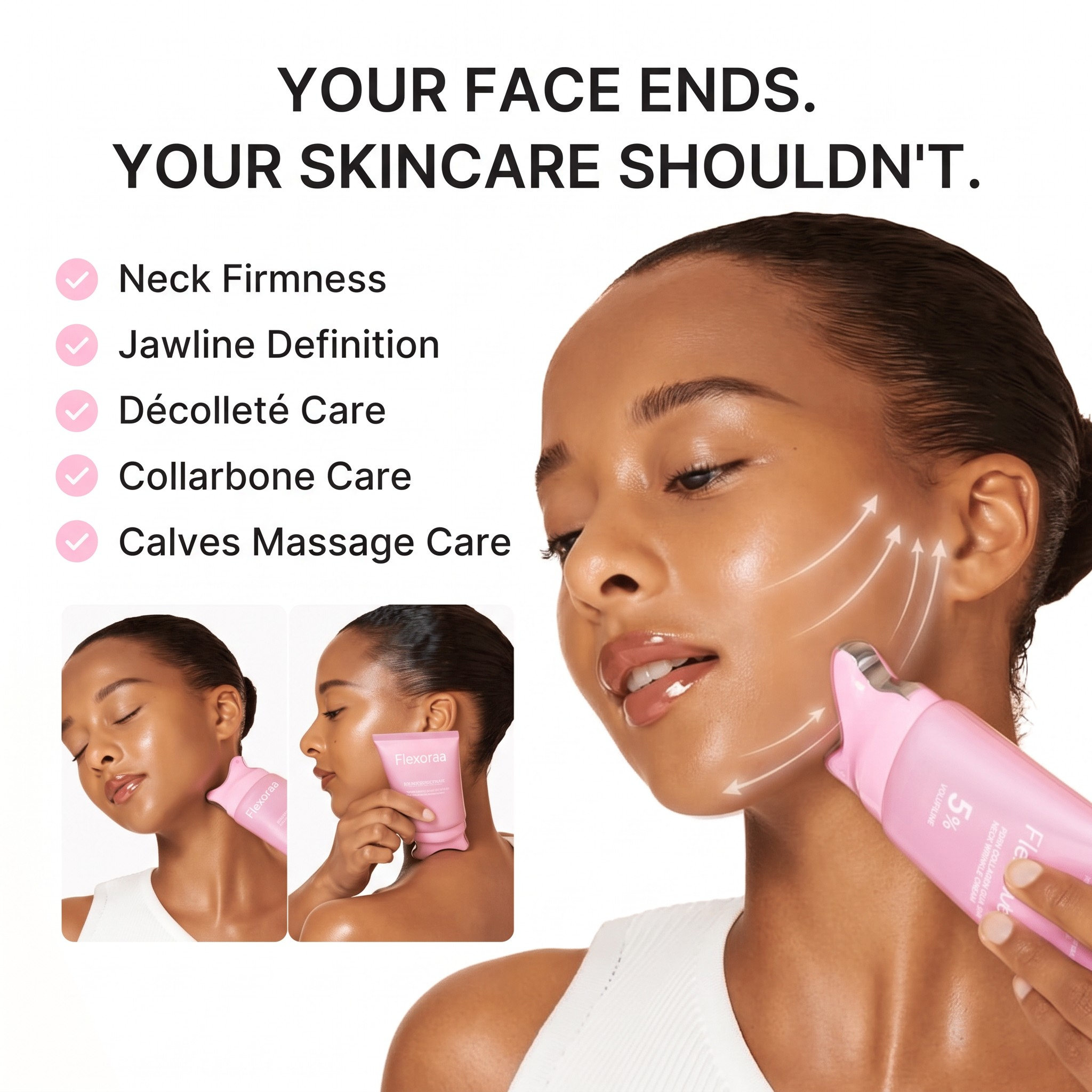 Flexoraa Gua Sha Neck Firming Cream — PDRN + Volufiline 5% | Non-Sticky, Fragrance-Free
